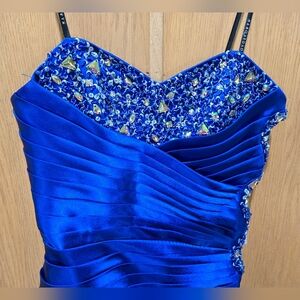 Masquerade Royal Blue Satin Prom Dress